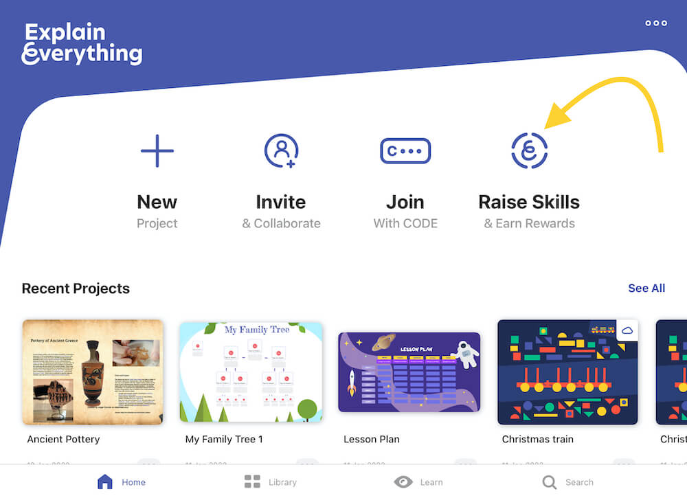 Explain Everything Home Screen